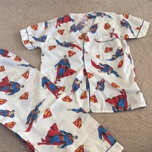Superhero Kids Pajama Set - White and Blue